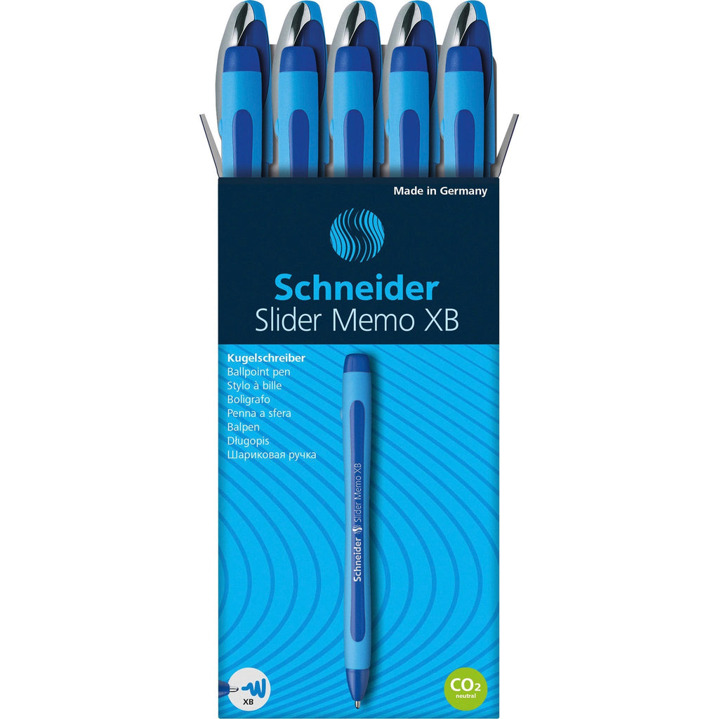 Slider Memo XB Ballpoint Pen, Stick, Extra-Bold 1.4 mm, Blue Ink, Blue/Light Blue Barrel, 10/Box