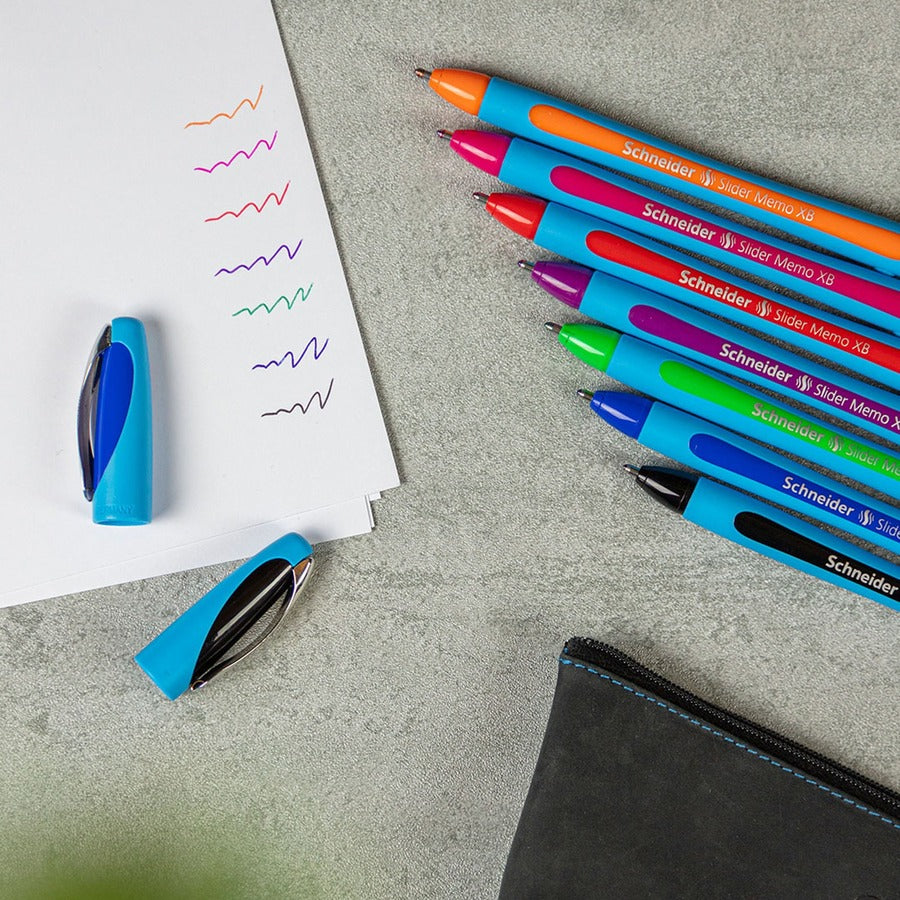 Slider Memo XB Ballpoint Pen, Stick, Extra-Bold 1.4 mm, Blue Ink, Blue/Light Blue Barrel, 10/Box