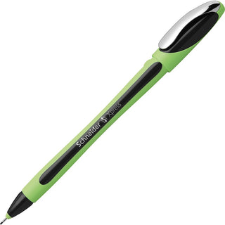 Xpress Fineliner Porous Point Pen, Stick, Medium 0.8 mm, Black Ink, Black/Green Barrel, 10/Box