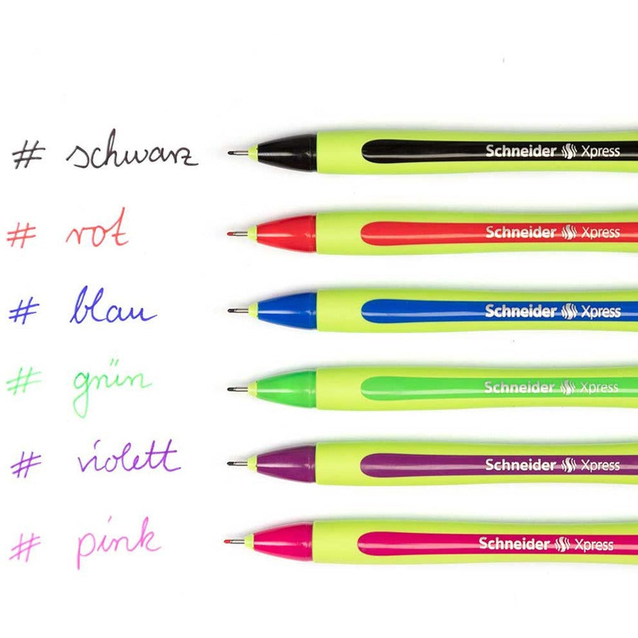 Xpress Fineliner Porous Point Pen, Stick, Medium 0.8 mm, Blue Ink, Blue/Green Barrel, 10/Box
