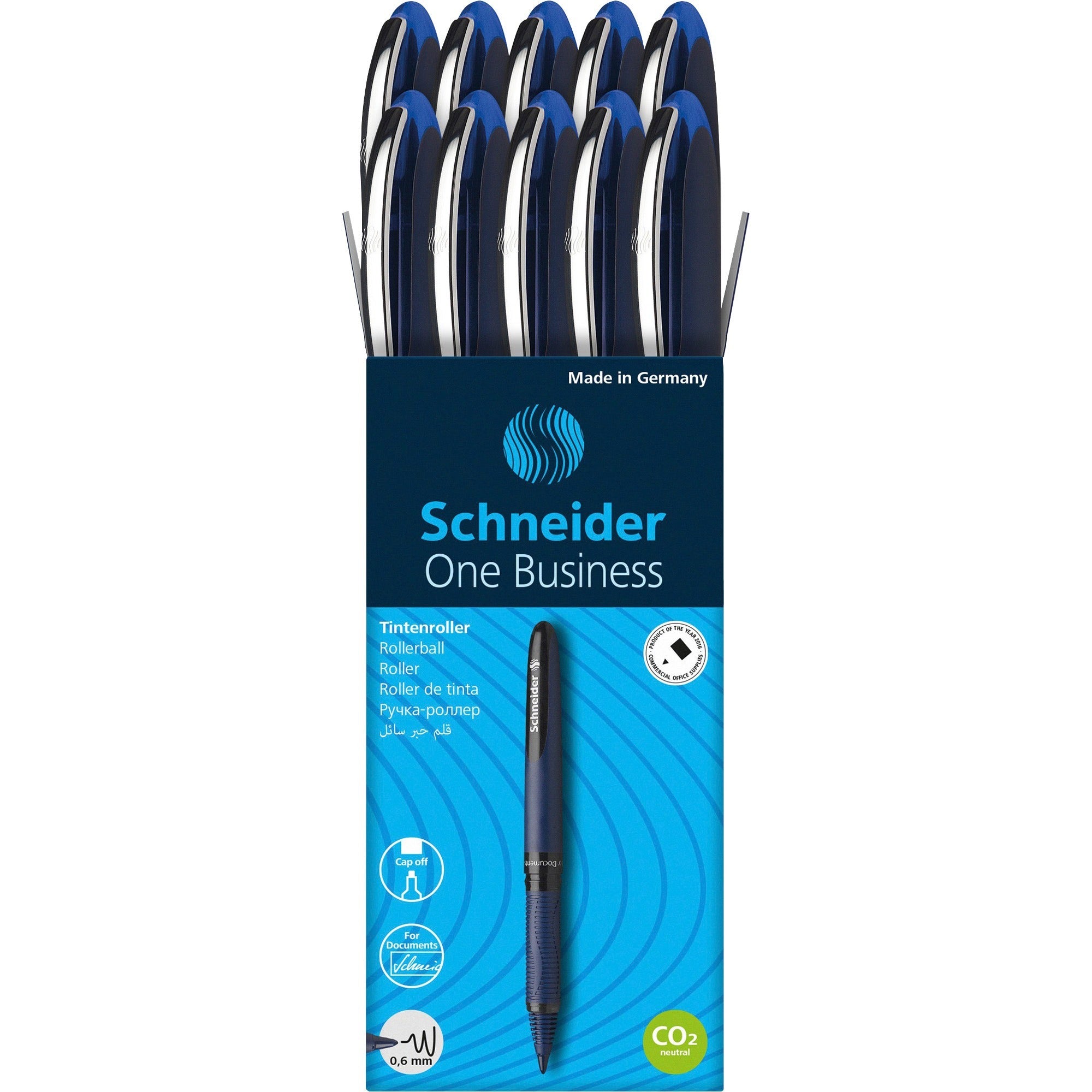 schneider-one-business-rollerball-medium-pen-point-06-mm-pen-point-size-blue-blue-dark-blue-barrel-10-pack_red183003 - 1