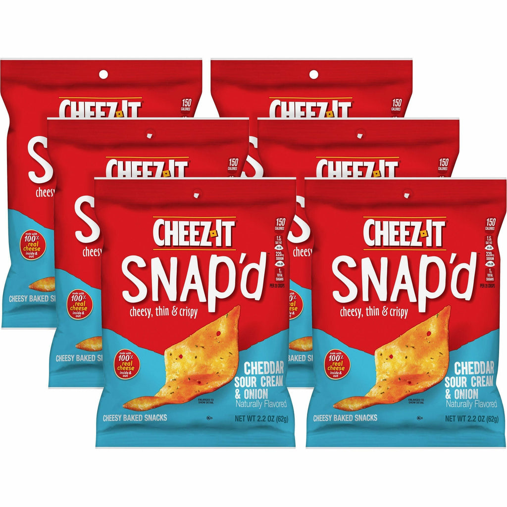 Cheez-it Snap'd Crackers, Cheddar Sour Cream and Onion, 2.2 oz Pouch, 6/Pack