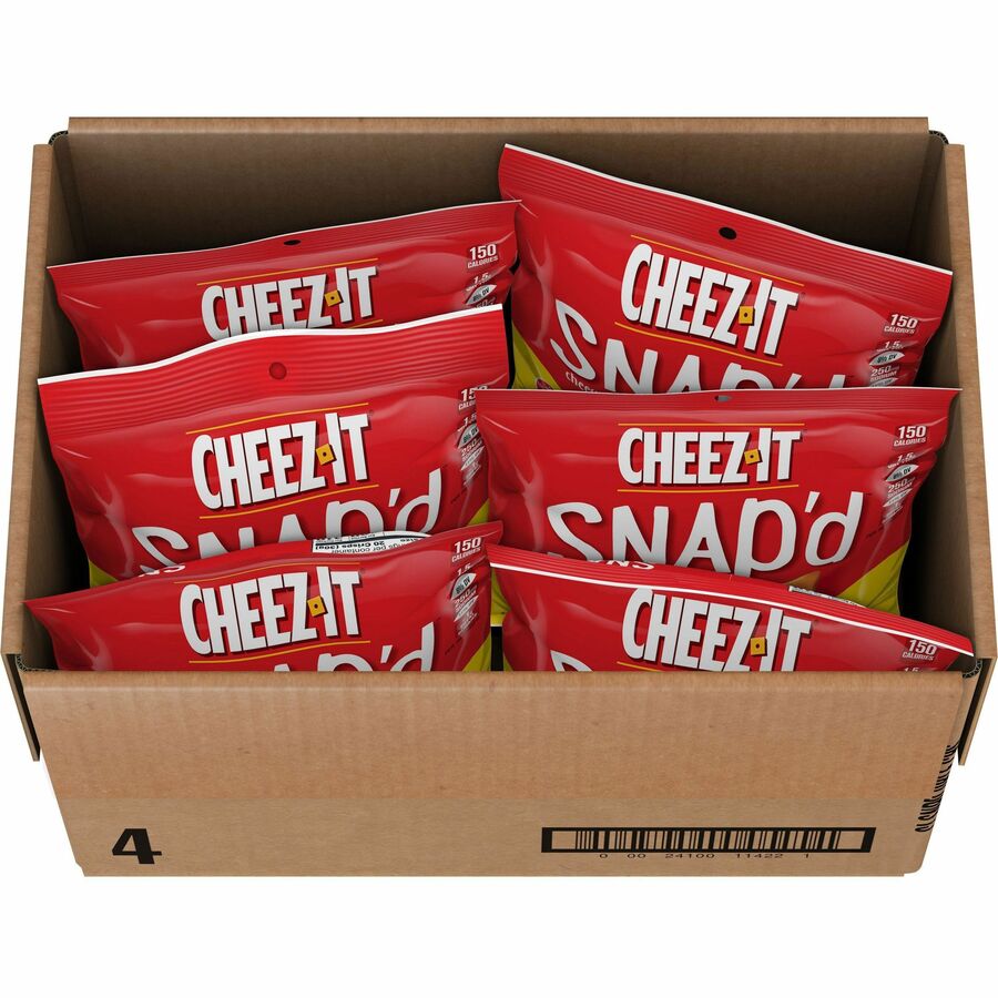 Cheez-it Snap'd Crackers, Double Cheese, 2.2 oz Pouch, 6/Pack