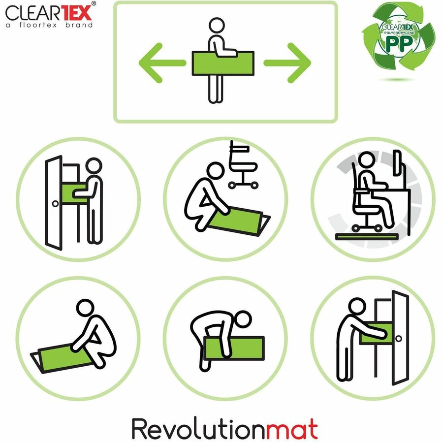 Cleartex Polypropylene Rectangular Anti-Slip Foldable Chair Mat for Hard Floors - 46" x 57" - Translucent Rectangular Polypropylene Anti-Slip Chair Mat For Hard Floors - 57" L x 46" W x 0.07" D