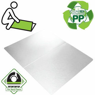 Cleartex Polypropylene Rectangular Anti-Slip Foldable Chair Mat for Hard Floors - 46" x 57" - Translucent Rectangular Polypropylene Anti-Slip Chair Mat For Hard Floors - 57" L x 46" W x 0.07" D