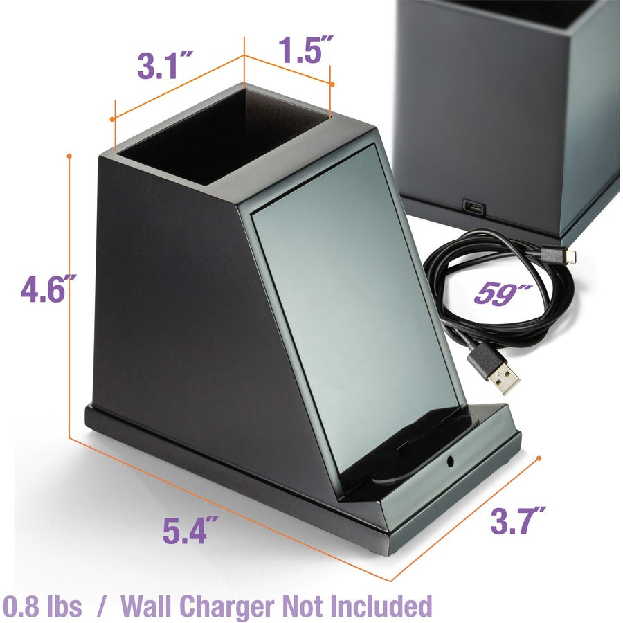 Victor CS100 Wireless Phone Charger with Pencil Cup - 1 Each - Input connectors: USB