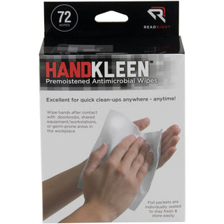 HandKleen Premoistened Antibacterial Wipes, 7 x 5, Foil Packet, Unscented, White, 72/Box