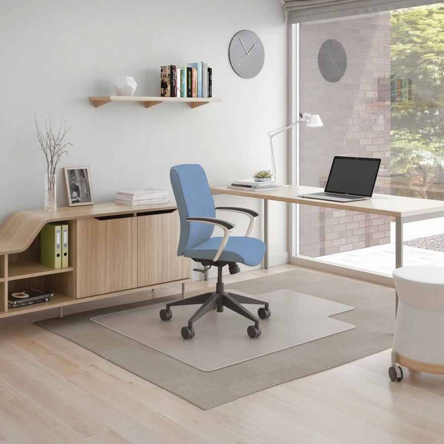 Deflecto SuperMat+ Chairmat - Medium Pile Carpet, Home Office, Commercial - 48" Length x 36" Width x 0.500" Thickness - Rectangular - Polyvinyl Chloride (PVC) - Clear - 1 / Carton