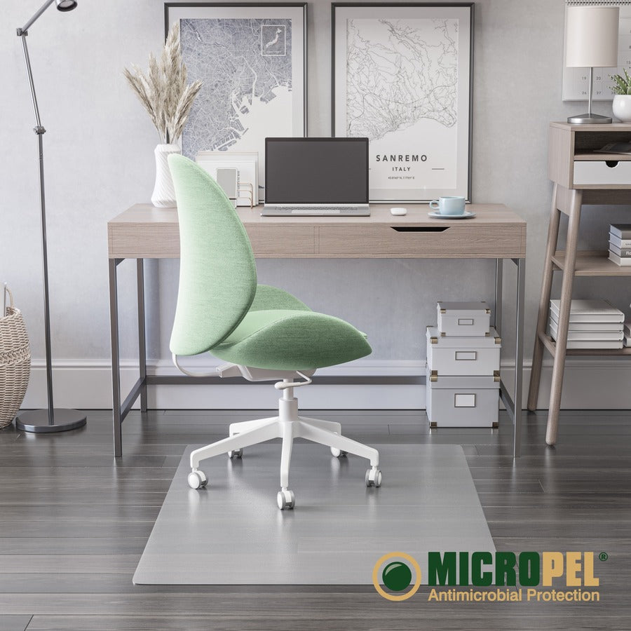 Deflecto EconoMat PLUS Antimicrobial Hard Floor Chair Mat - Hard Floor, Hardwood Floor, Tile Floor, Laminate Floor, Linoleum Floor, Concrete - 53" Length x 45" Width - Rectangular - Vinyl - Clear - 1 / Carton