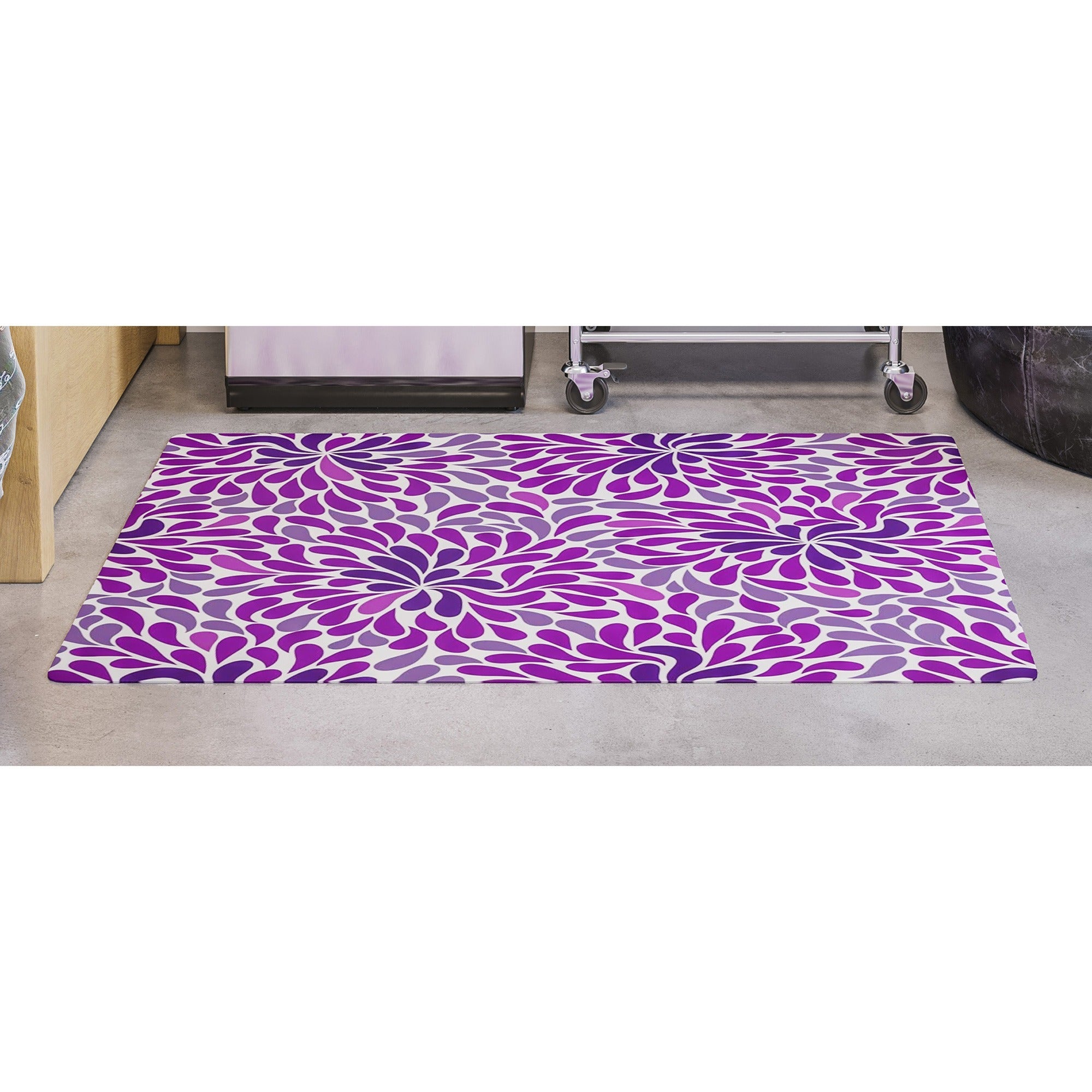 Deflecto FashionMat Purple Rain Chair Mat - Home, Office, Classroom, Hard Floor, Pile Carpet, Dorm Room - 40" Length x 35" Width x 0.050" Thickness - Rectangular - Purple Rain - Vinyl - Multicolor - 1 / Carton