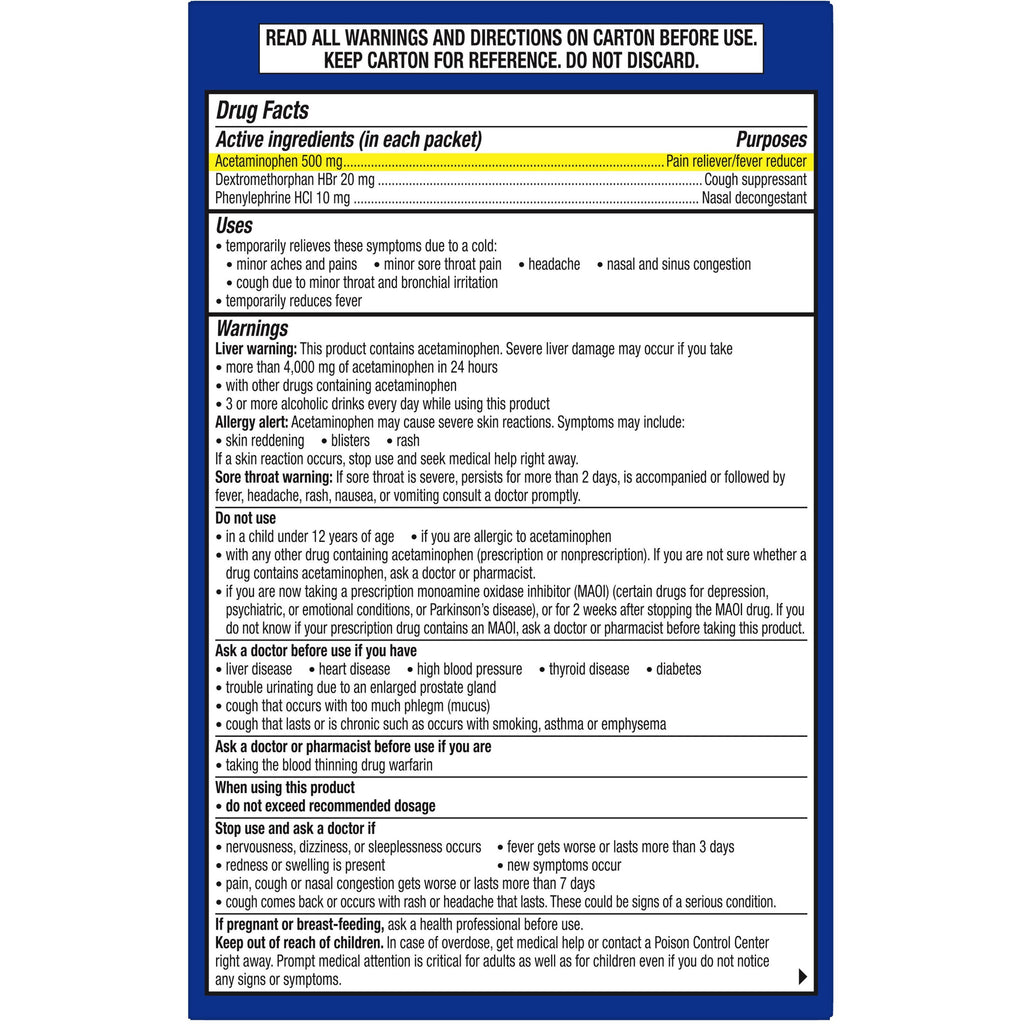 Theraflu Multi-Symptom Severe Cold & Cough Medicine - For Cold, Flu, Nasal Congestion, Cough, Body Ache, Sore Throat, Sinus Pain, Headache, Fever - Honey Lemon - 1 Each - 6 Per Box - 2