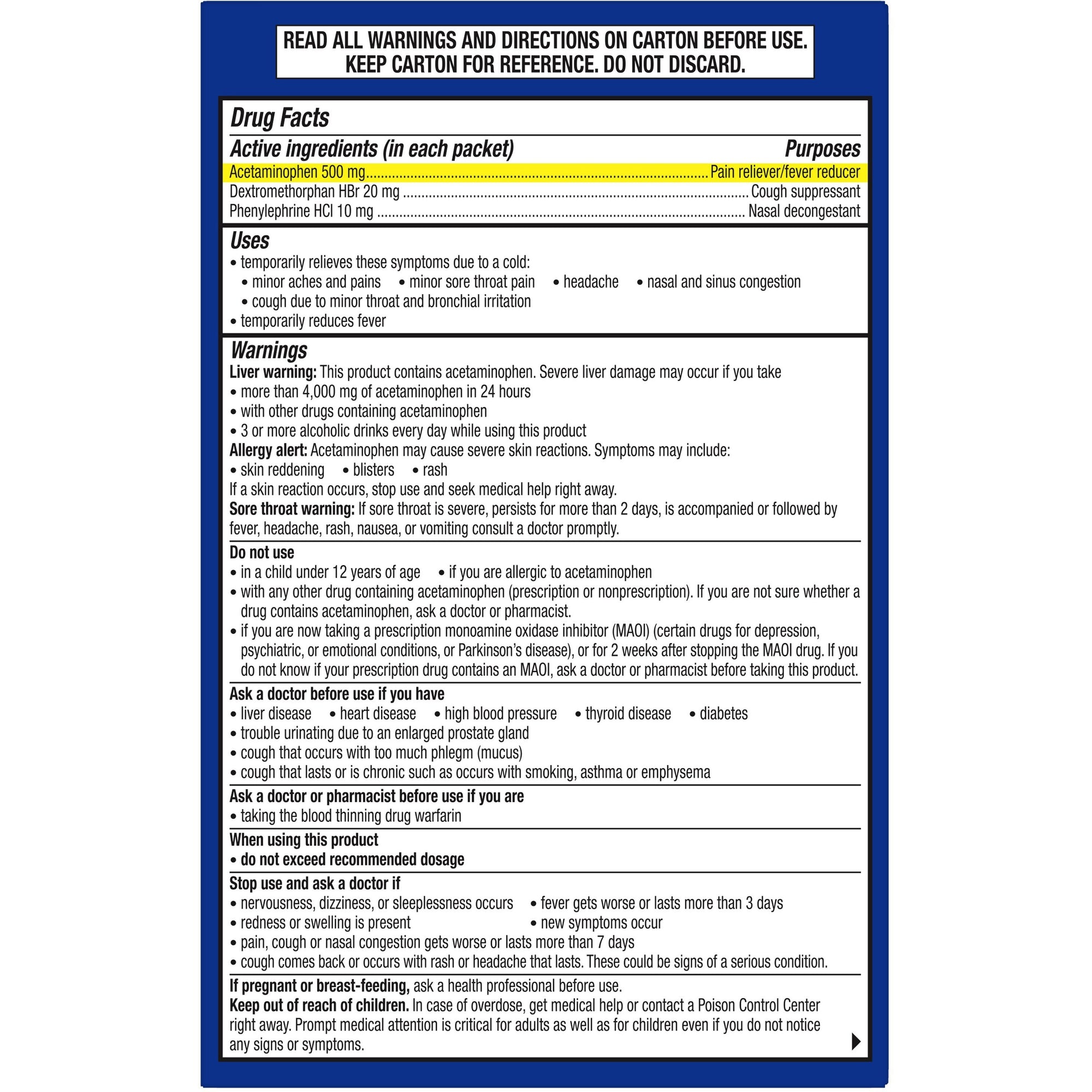 Theraflu Multi-Symptom Severe Cold & Cough Medicine - For Cold, Flu, Nasal Congestion, Cough, Body Ache, Sore Throat, Sinus Pain, Headache, Fever - Honey Lemon - 1 Each - 6 Per Box - 2