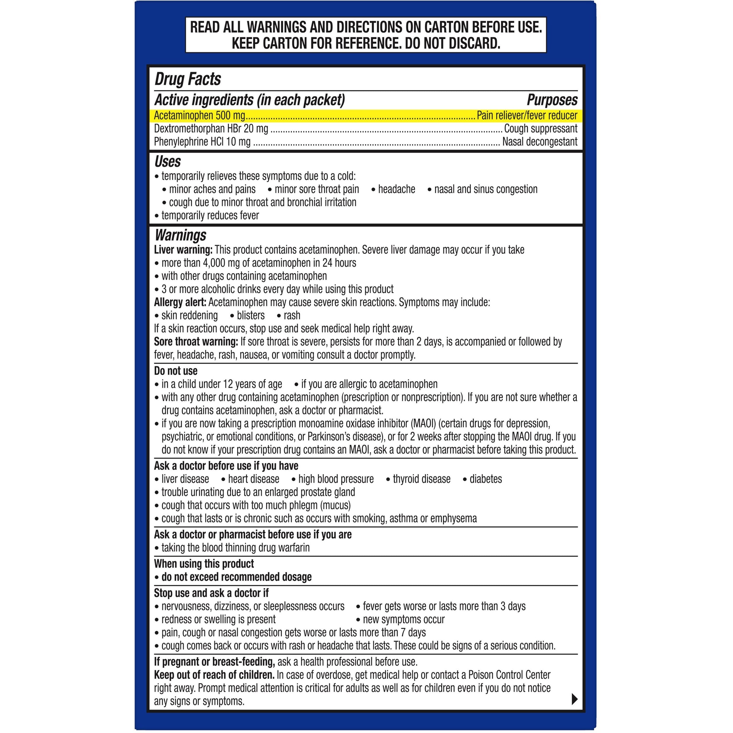 Theraflu Multi-Symptom Severe Cold & Cough Medicine - For Cold, Flu, Nasal Congestion, Cough, Body Ache, Sore Throat, Sinus Pain, Headache, Fever - Honey Lemon - 1 Each - 6 Per Box - 2