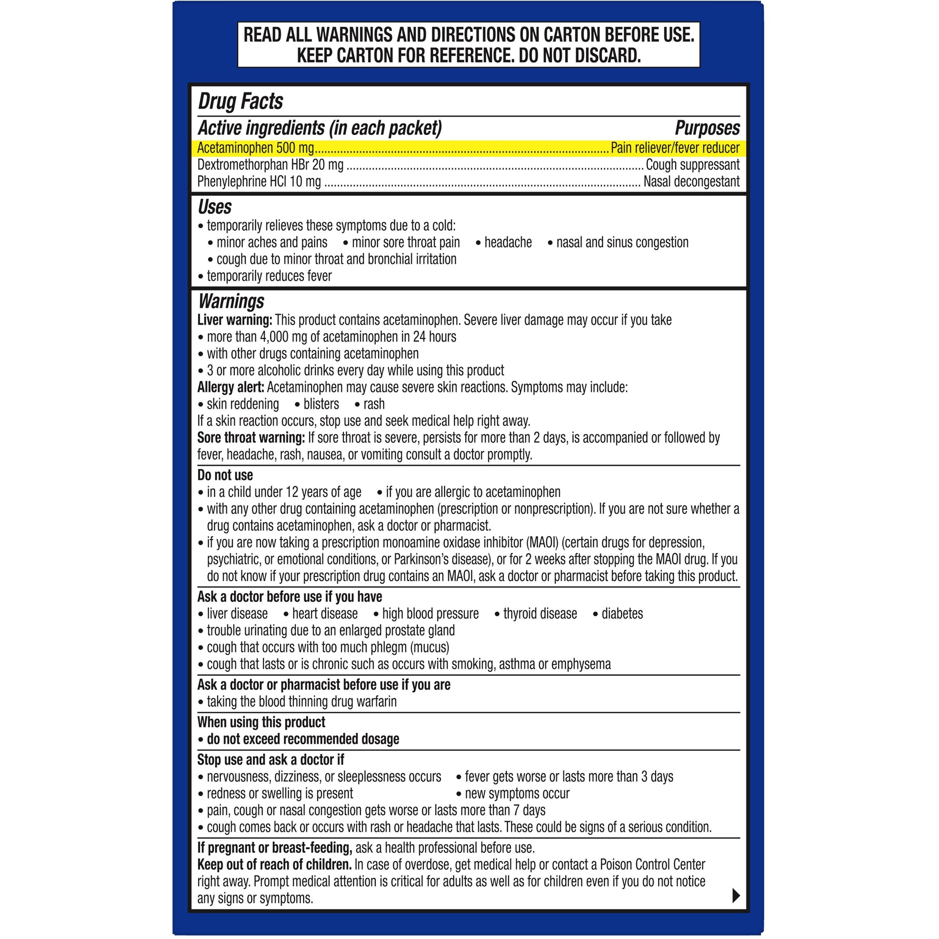 Theraflu Multi-Symptom Severe Cold & Cough Medicine - For Cold, Flu, Nasal Congestion, Cough, Body Ache, Sore Throat, Sinus Pain, Headache, Fever - Honey Lemon - 1 Each - 6 Per Box - 2