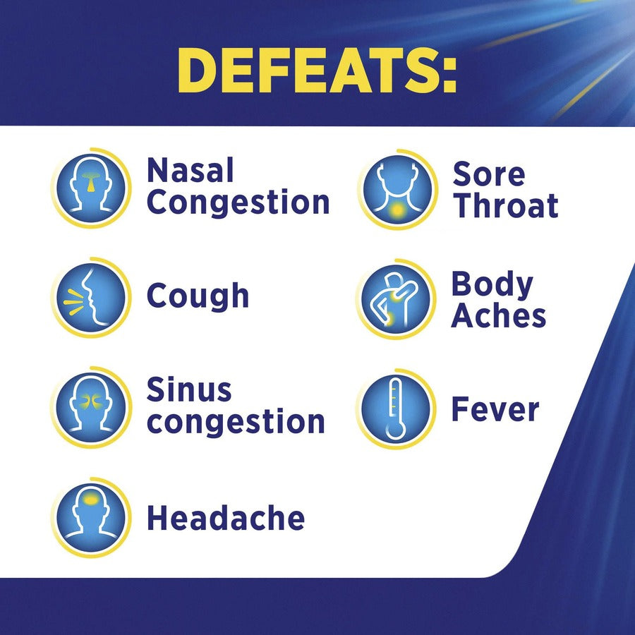 Theraflu Multi-Symptom Severe Cold & Cough Medicine - For Cold, Flu, Nasal Congestion, Cough, Body Ache, Sore Throat, Sinus Pain, Headache, Fever - Honey Lemon - 1 Each - 6 Per Box - 8