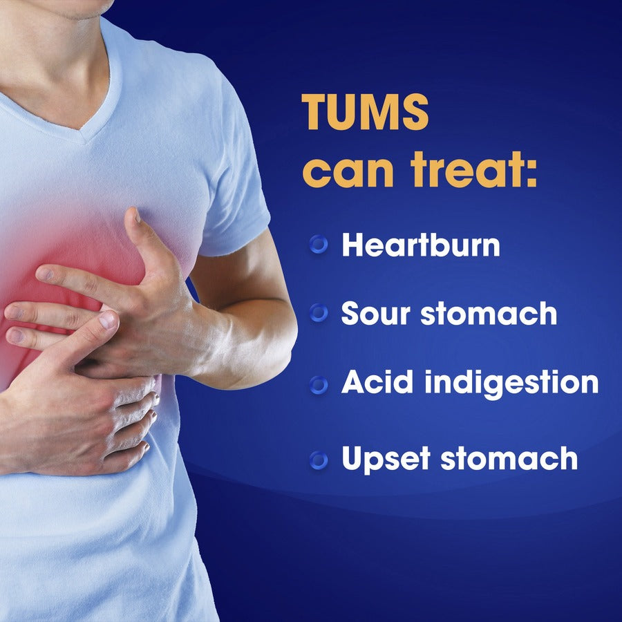 TUMS Smoothies Extra Strength Antacid Chewable Tablet - For Acid Indigestion, Heartburn, Sour Stomach, Upset Stomach - Assorted Fruit - 1 EachBottle