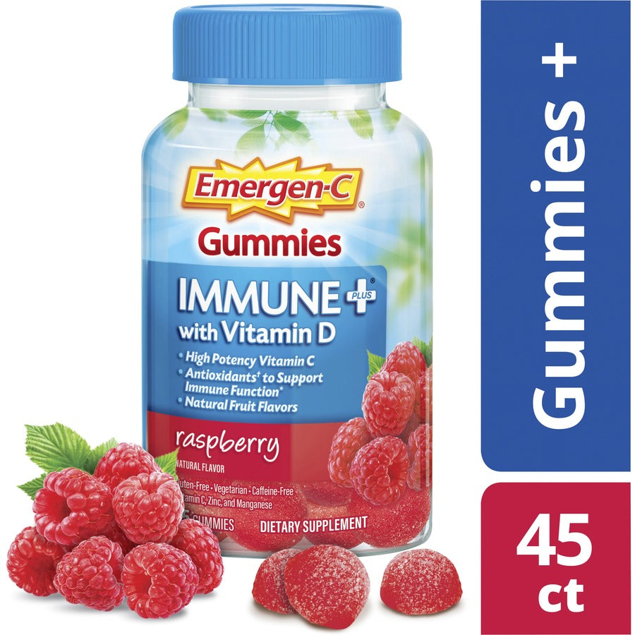 Emergen-C Immune+ Raspberry Gummies - For Immune Support - Raspberry - 1 Each - 45 Per Bottle - 7
