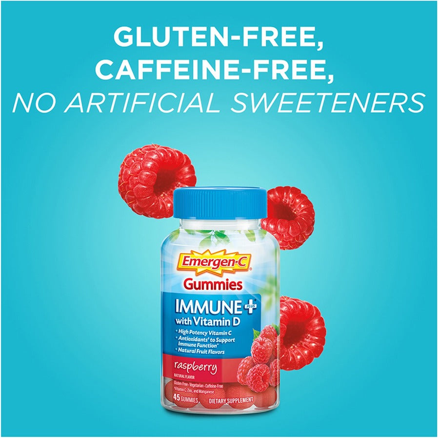 Emergen-C Immune+ Raspberry Gummies - For Immune Support - Raspberry - 1 Each - 45 Per Bottle - 4
