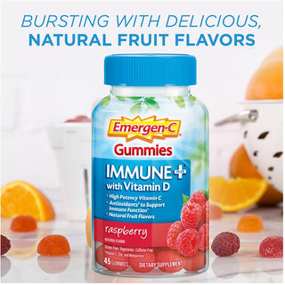 Emergen-C Immune+ Raspberry Gummies - For Immune Support - Raspberry - 1 Each - 45 Per Bottle - 5
