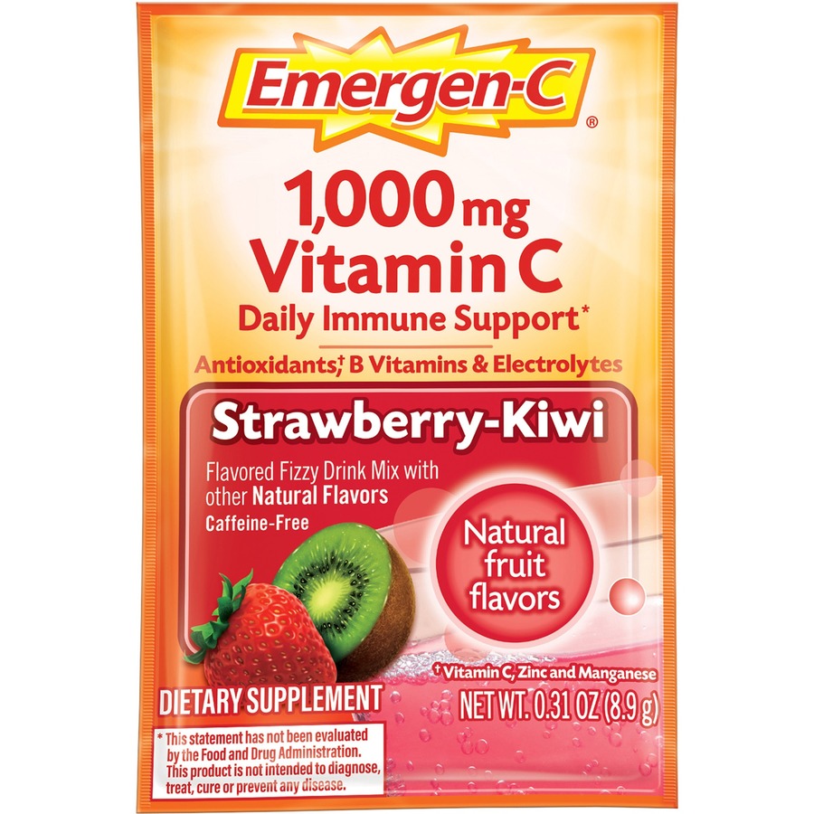 Emergen-C Strawberry-Kiwi Vitamin C Drink Mix - For Immune Support - Strawberry Kiwi - 1 Each - 30 Per Box