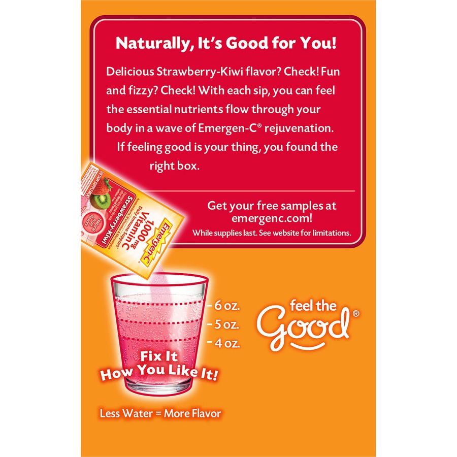 Emergen-C Strawberry-Kiwi Vitamin C Drink Mix - For Immune Support - Strawberry Kiwi - 1 Each - 30 Per Box