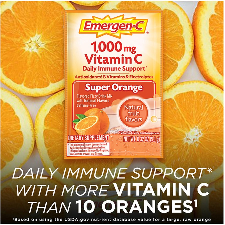 Emergen-C Super Orange Vitamin C Drink Mix - For Immune Support - Super Orange - 1 Each - 30 Per Box