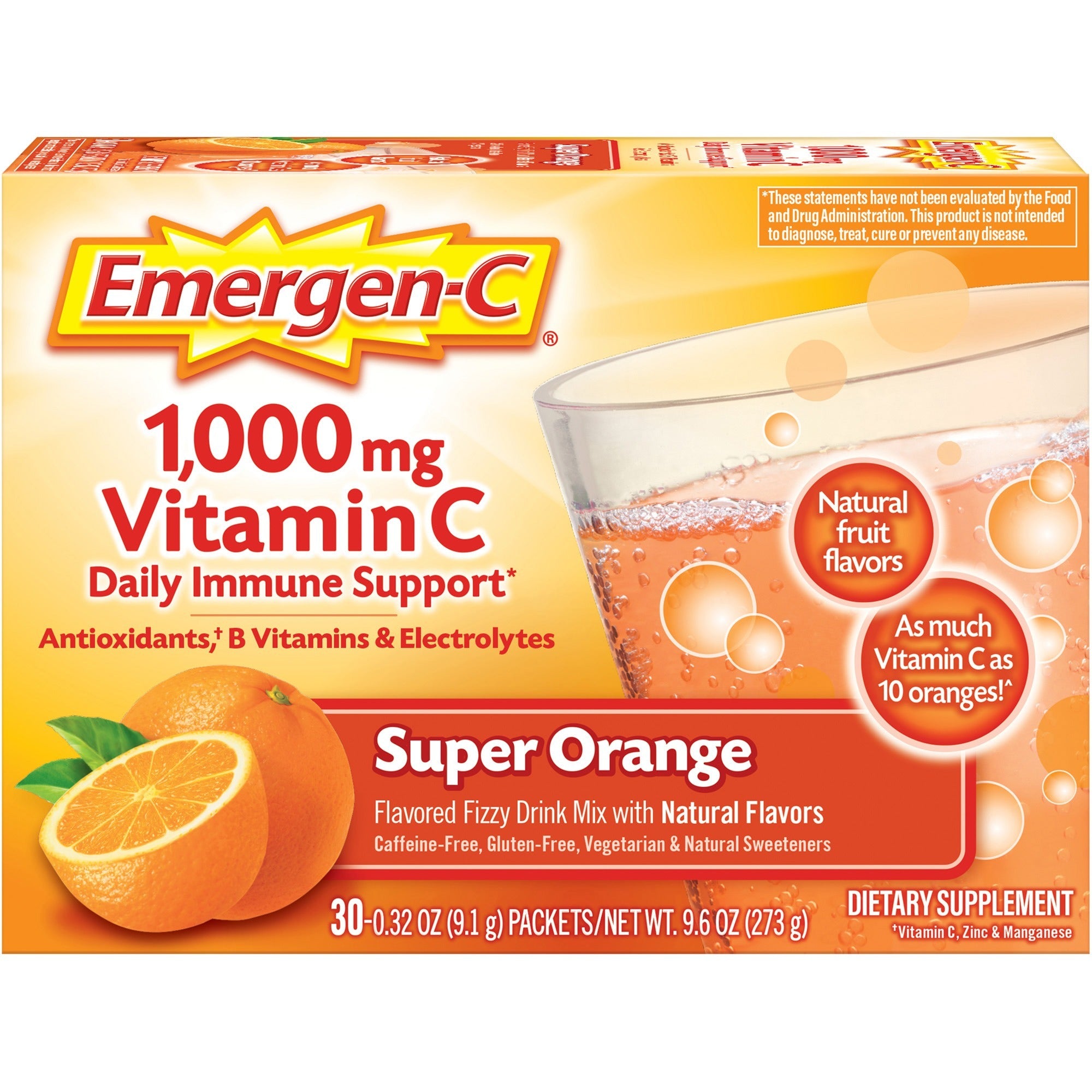 Emergen-C Super Orange Vitamin C Drink Mix - For Immune Support - Super Orange - 1 Each - 30 Per Box - 1