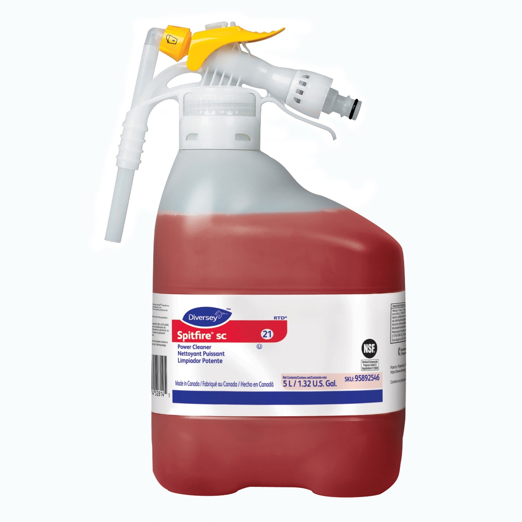 Diversey Spitfire SC Power Cleaner - Ready-To-Use - 169.1 fl oz (5.3 quart) - Fresh Pine Scent - 1 Pack - Kosher, Heavy Duty, Rinse-free, Residue-free - Red