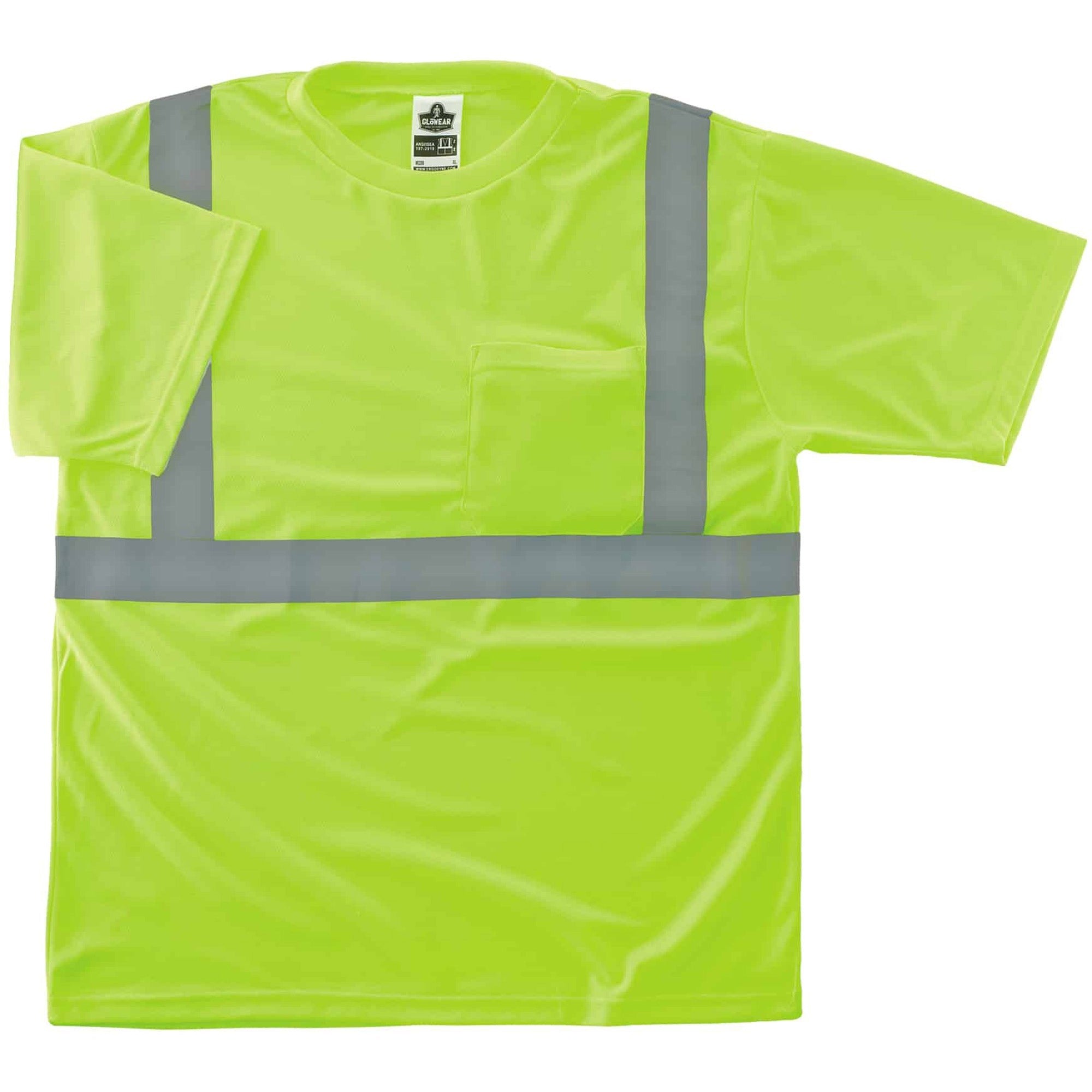 GloWear 8289 Class 2 Hi-Vis T-Shirt, Polyester, Lime, 4X-Large, Ships in 1-3 Business Days