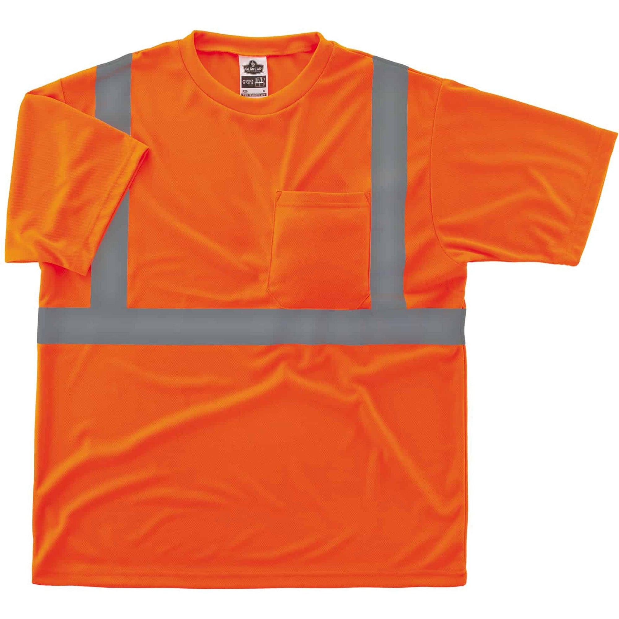 GloWear 8289 Class 2 Hi-Vis T-Shirt, Polyester, Orange, 4X-Large, Ships in 1-3 Business Days