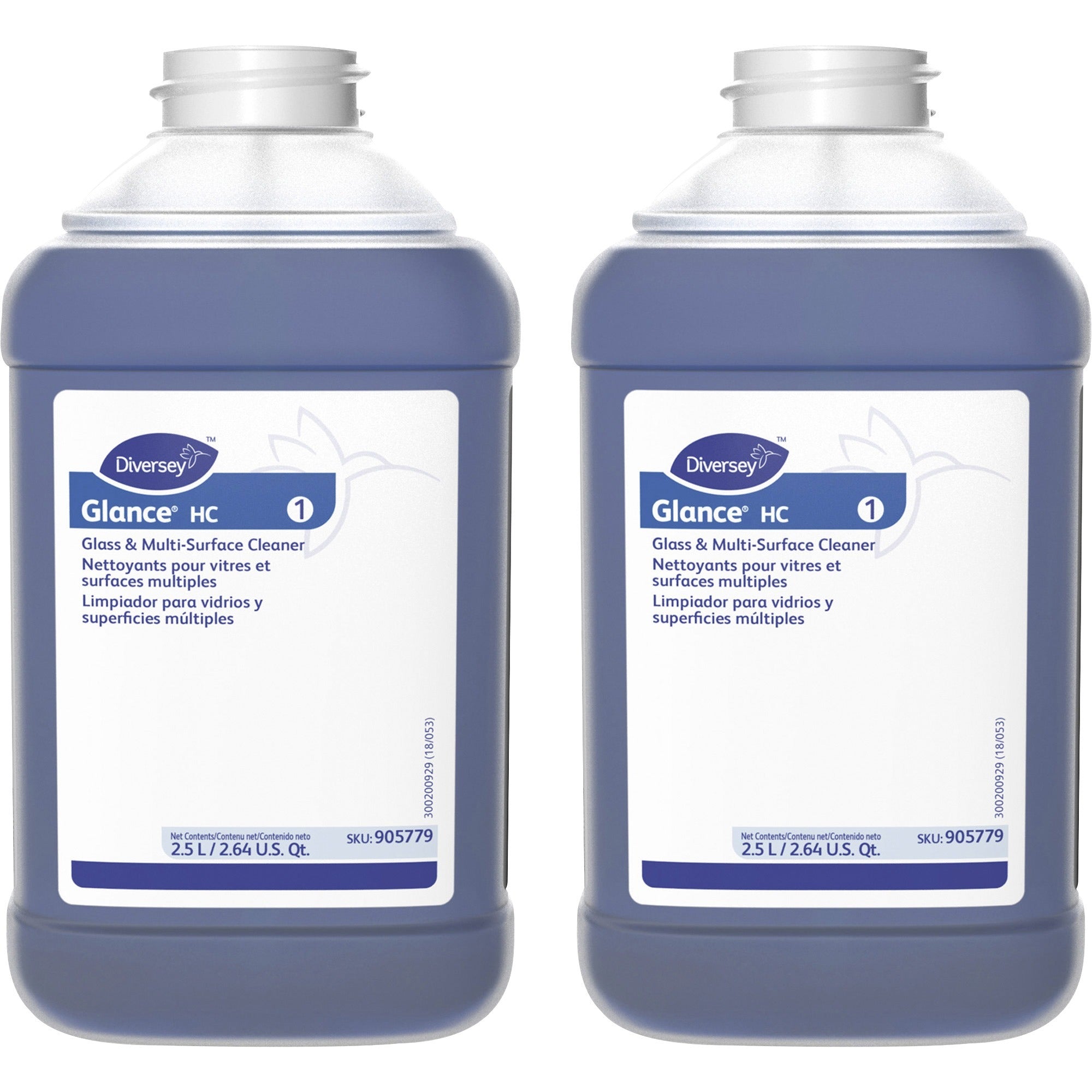 diversey-glance-hc-glass-multisurface-cleaner-concentrate-845-fl-oz-26-quart-ammonia-scentbottle-2-carton-non-streaking-quick-drying-streak-free-blue_dvo905779ct - 1