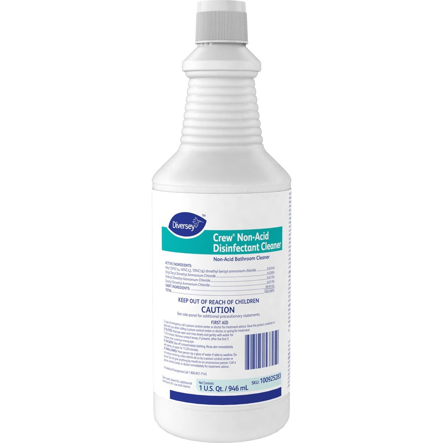 Diversey Crew Non-Acid Disinfectant Cleaner - Ready-To-Use - 32 fl oz (1 quart) - Fresh Scent - 12 / Carton - Non-abrasive, Deodorize - Blue