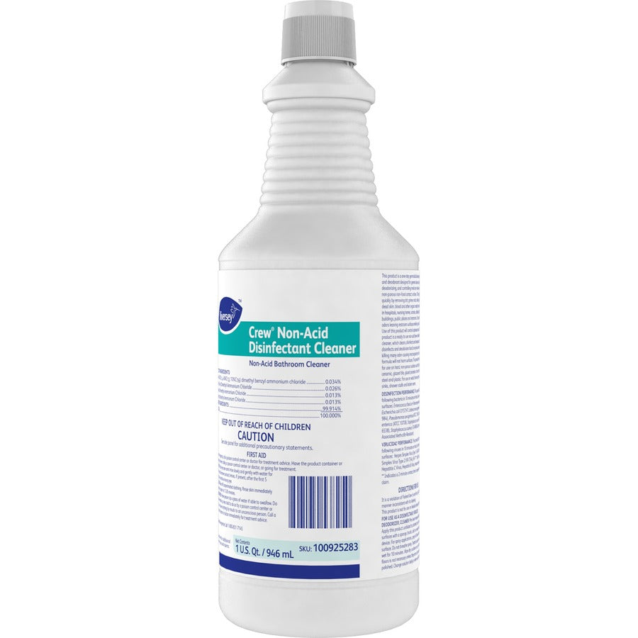 Diversey Crew Non-Acid Disinfectant Cleaner - Ready-To-Use - 32 fl oz (1 quart) - Fresh Scent - 12 / Carton - Non-abrasive, Deodorize - Blue