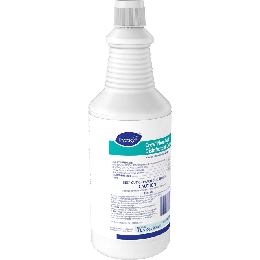 Diversey Crew Non-Acid Disinfectant Cleaner - Ready-To-Use - 32 fl oz (1 quart) - Fresh Scent - 12 / Carton - Non-abrasive, Deodorize - Blue