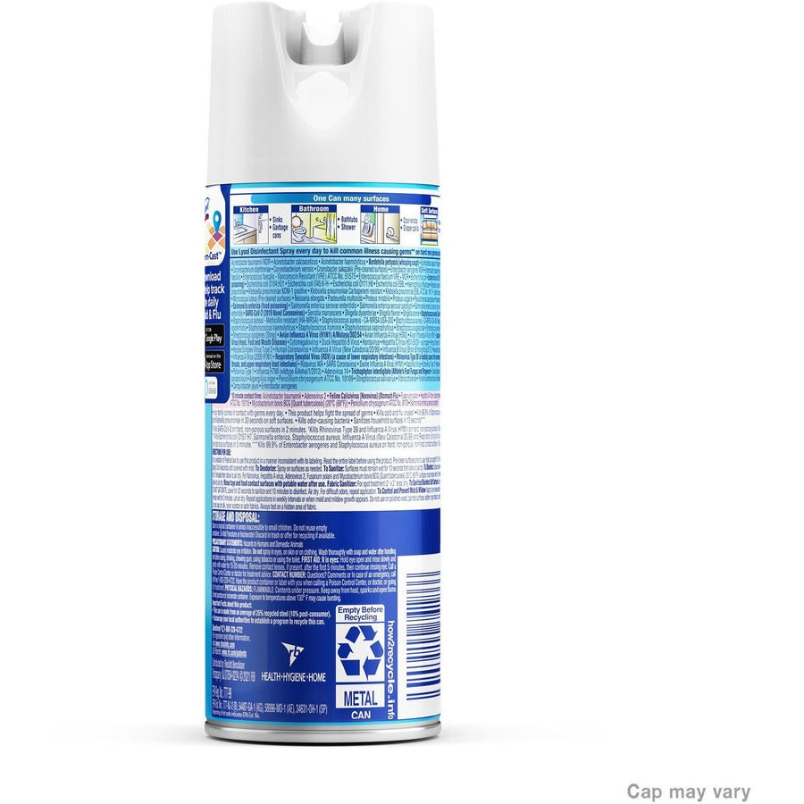 Lysol Crisp Linen Disinfectant Spray - 12.50 oz (0.78 lb) - Crisp Linen Scent - 12 / Carton - Clear