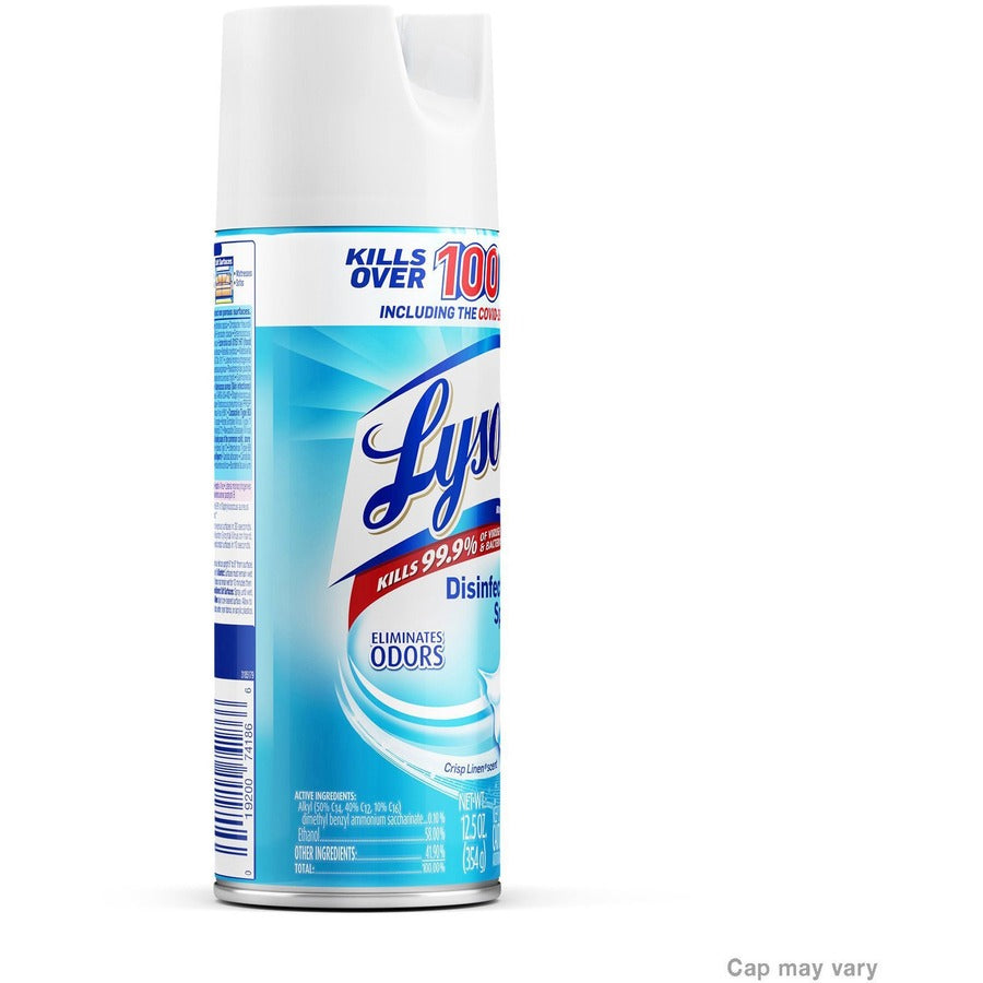 Lysol Crisp Linen Disinfectant Spray - 12.50 oz (0.78 lb) - Crisp Linen Scent - 12 / Carton - Clear