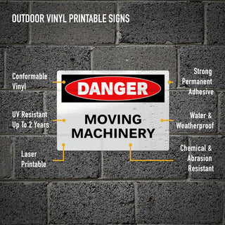 Avery Danger Header Printable Outdoor Vinyl Signs - Waterproof - "DANGER" - 7" Width x 10" Length - Permanent Adhesive - Rectangle - Laser - White - Vinyl - 1 / Sheet - 15 Total Sheets - 15 Total Label(s) - 15 Label - Print-to-the Edge, Permanen