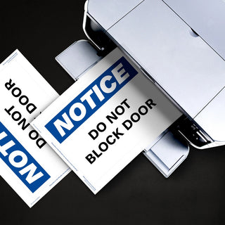 Avery NOTICE Header Self-Adhesive Outdoor Sign - Waterproof - "NOTICE" - 7" Width x 10" Length - Permanent Adhesive - Rectangle - Laser - White - Vinyl - 1 / Sheet - 15 Total Sheets - 15 Total Label(s) - 15 Label - Print-to-the Edge, Permanent A