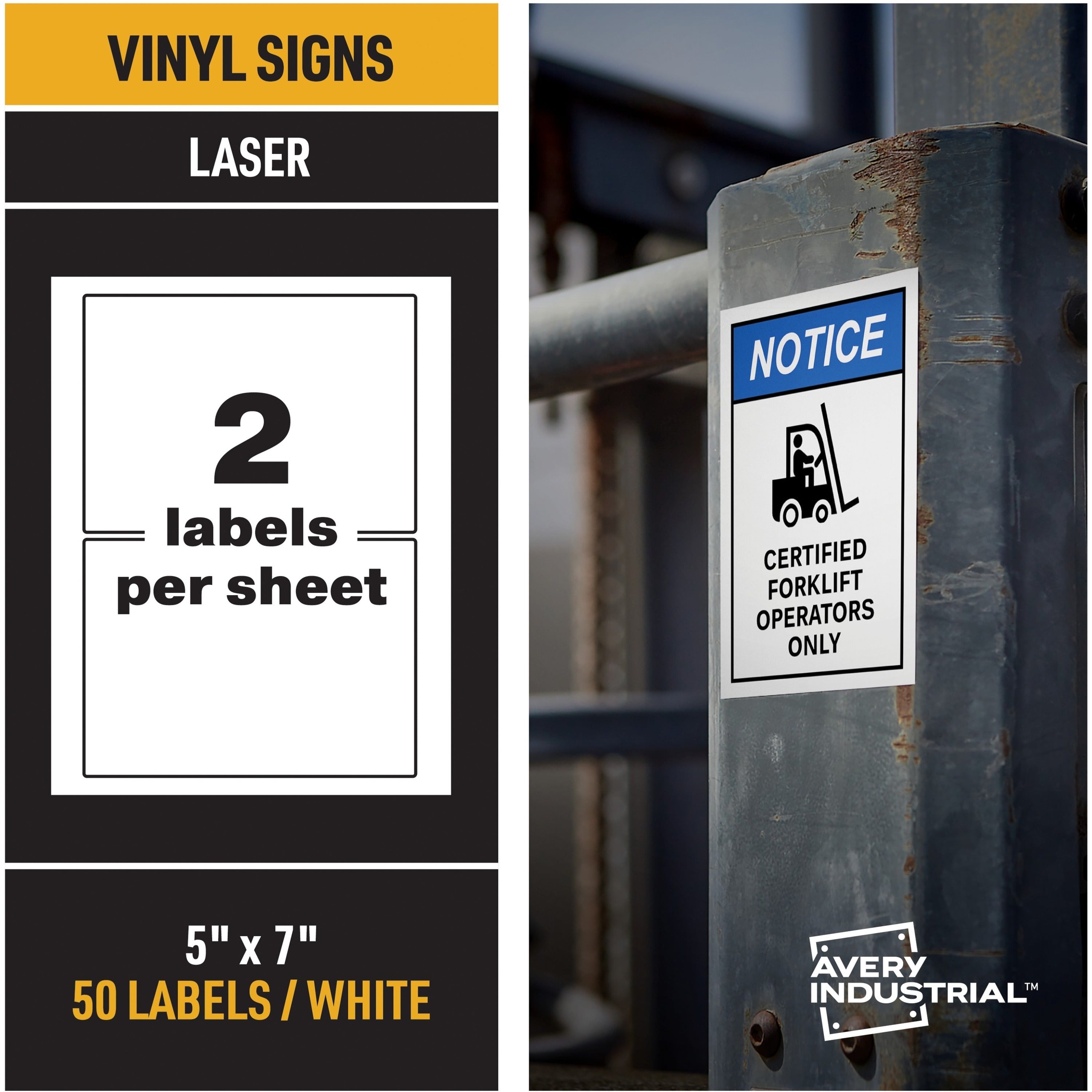 avery-adhesive-printable-vinyl-signs-waterproof-5-width-x-7-length-permanent-adhesive-rectangle-laser-white-vinyl-2-sheet-25-total-sheets-50-total-labels-50-label-print-to-the-edge-permanent-adhesive-customizable_ave61551 - 1