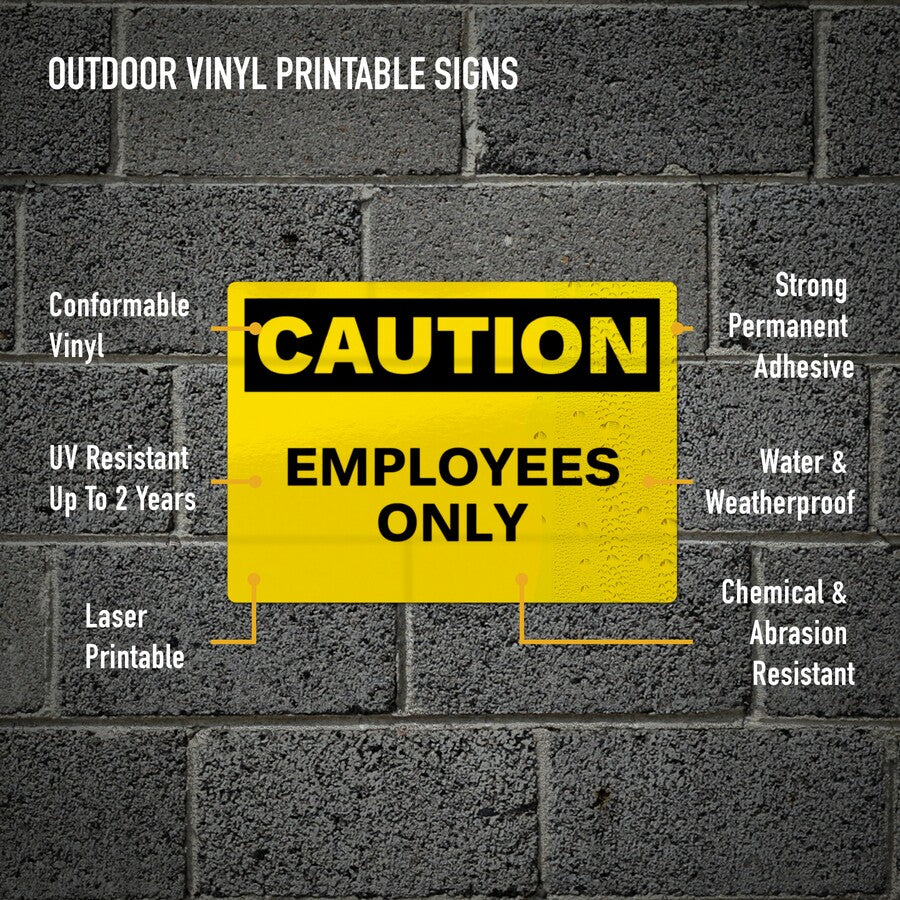 Avery Adhesive Printable Vinyl Signs - Waterproof - 5" Width x 7" Length - Permanent Adhesive - Rectangle - Laser - Yellow - Vinyl - 1 / Sheet - 15 Total Sheets - 15 Total Label(s) - 15 Label - Print-to-the Edge, Permanent Adhesive, Customizable