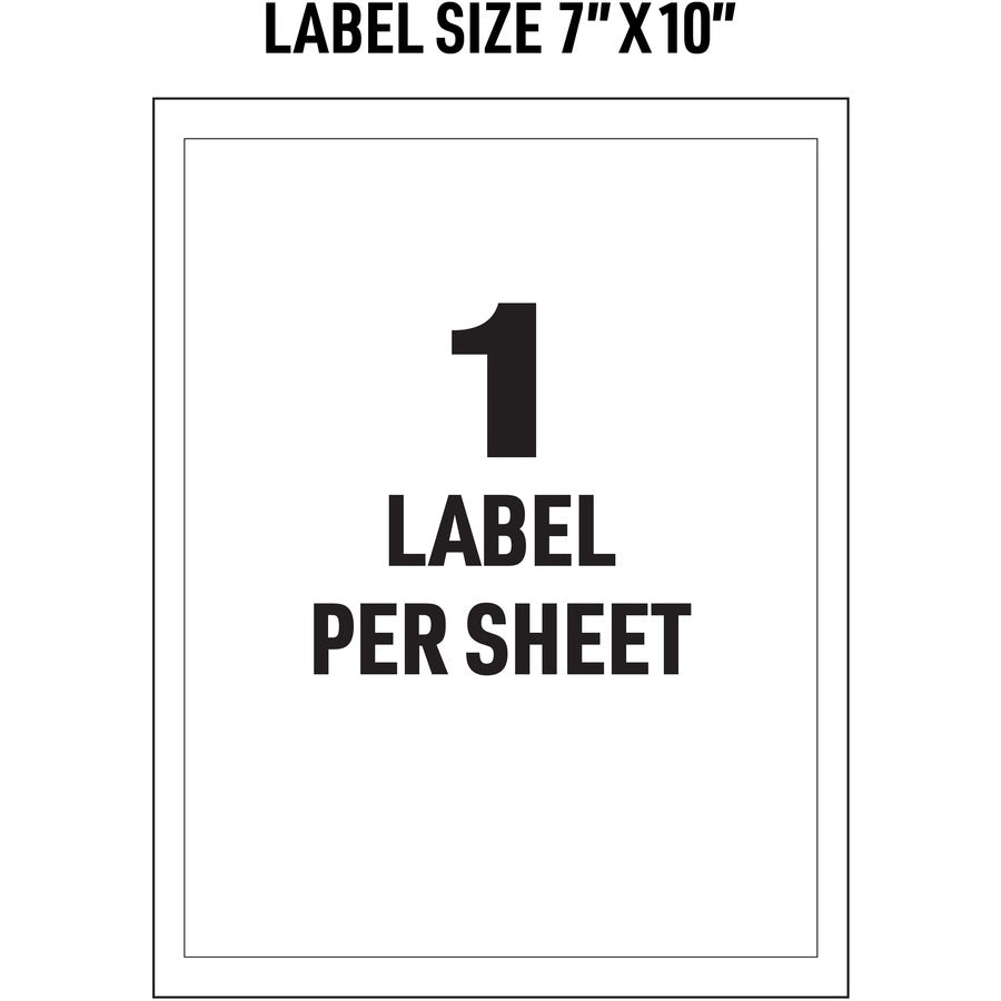 Avery Adhesive Printable Vinyl Signs - Waterproof - 5" Width x 7" Length - Permanent Adhesive - Rectangle - Laser - White - Vinyl - 1 / Sheet - 25 Total Sheets - 25 Total Label(s) - 25 Label - Print-to-the Edge, Permanent Adhesive, Customizable,