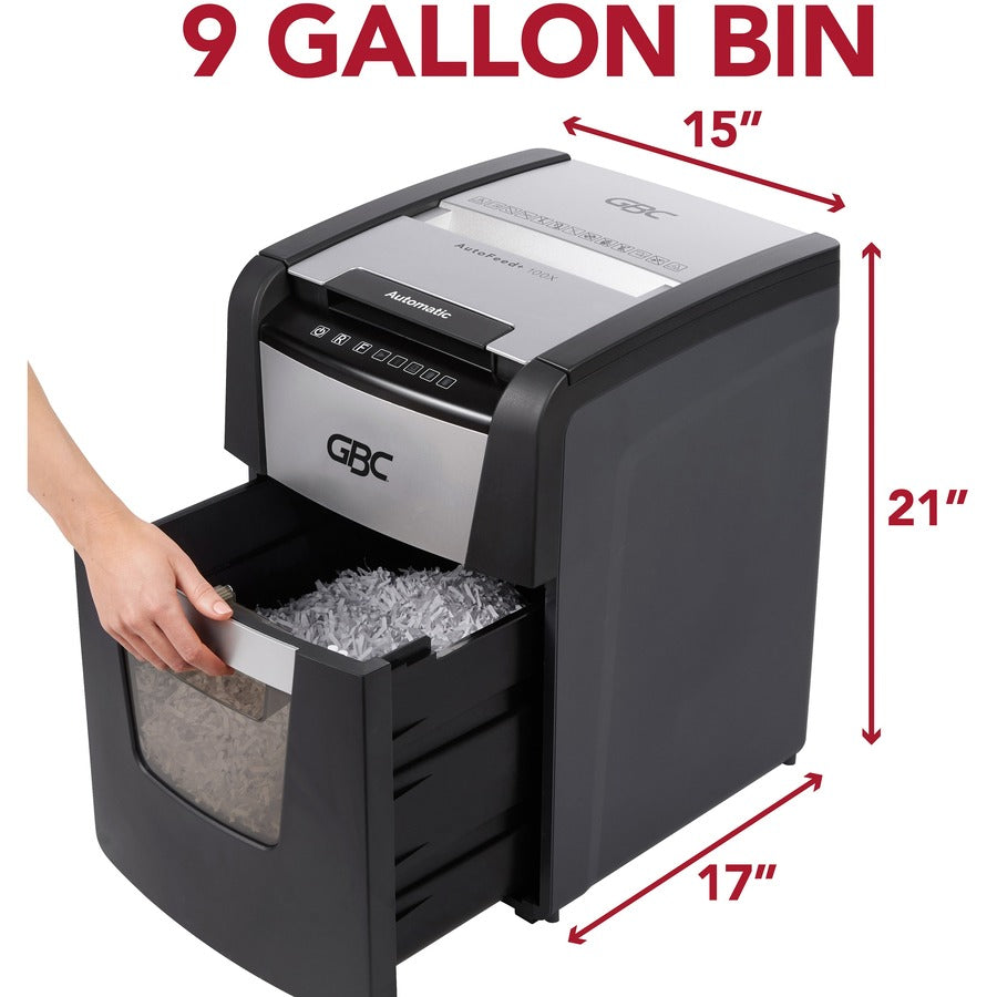 gbc-autofeed+-home-office-shredder-100m-micro-cut-100-sheets-continuous-shredder-micro-cut-6-per-pass-for-shredding-credit-card-paper-clip-staples-paper-p-5-20-minute-run-time-9-gal-wastebin-capacity-black_gbcwsm1757603 - 7