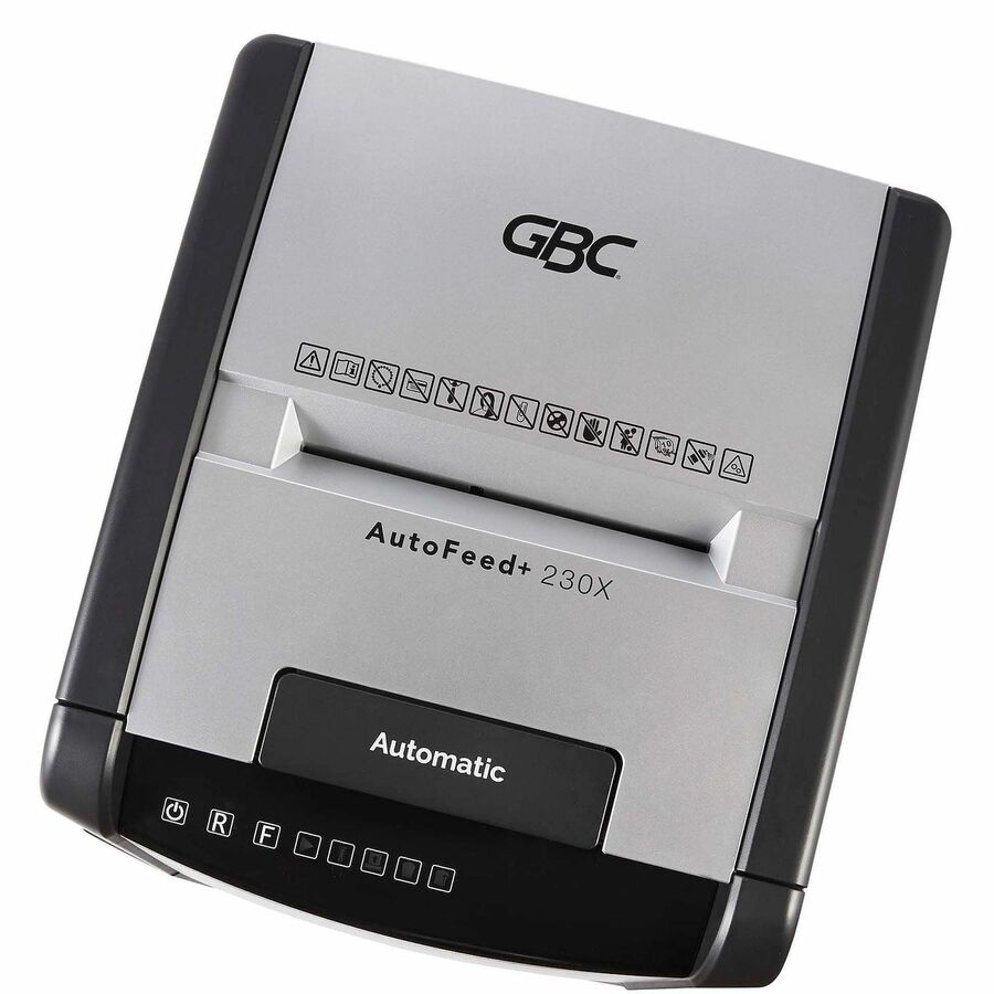 GBC AutoFeed+ Small Office Shredder, 230X, Super Cross-Cut, 230 Sheets - Continuous Shredder - Super Cross Cut - 10 Per Pass - for shredding Credit Card, Paper Clip, Staples, Paper - P-4 - 30 Minute Run Time - 16 gal Wastebin Capacity - Black