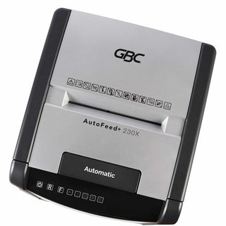 GBC AutoFeed+ Small Office Shredder, 230X, Super Cross-Cut, 230 Sheets - Continuous Shredder - Super Cross Cut - 10 Per Pass - for shredding Credit Card, Paper Clip, Staples, Paper - P-4 - 30 Minute Run Time - 16 gal Wastebin Capacity - Black