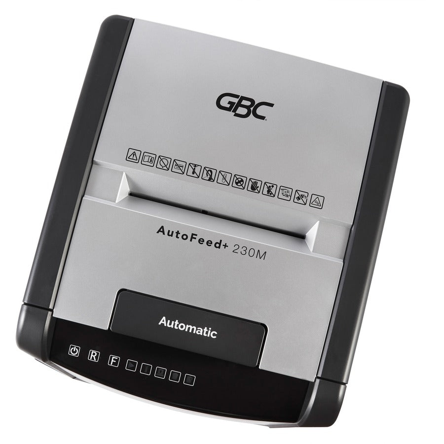 GBC AutoFeed+ Small Office Shredder, 230M, Micro-Cut, 230 Sheets - Continuous Shredder - Micro Cut - 8 Per Pass - for shredding Credit Card, Paper Clip, Staples, Paper - P-5 - 30 Minute Run Time - 16 gal Wastebin Capacity - Black