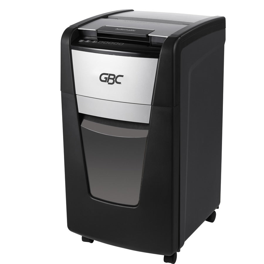 GBC AutoFeed+ Small Office Shredder, 230M, Micro-Cut, 230 Sheets - Continuous Shredder - Micro Cut - 8 Per Pass - for shredding Credit Card, Paper Clip, Staples, Paper - P-5 - 30 Minute Run Time - 16 gal Wastebin Capacity - Black