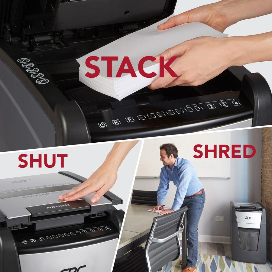 AutoFeed+ 300M Micro-Cut Office Shredder, 300 Auto/8 Manual Sheet Capacity