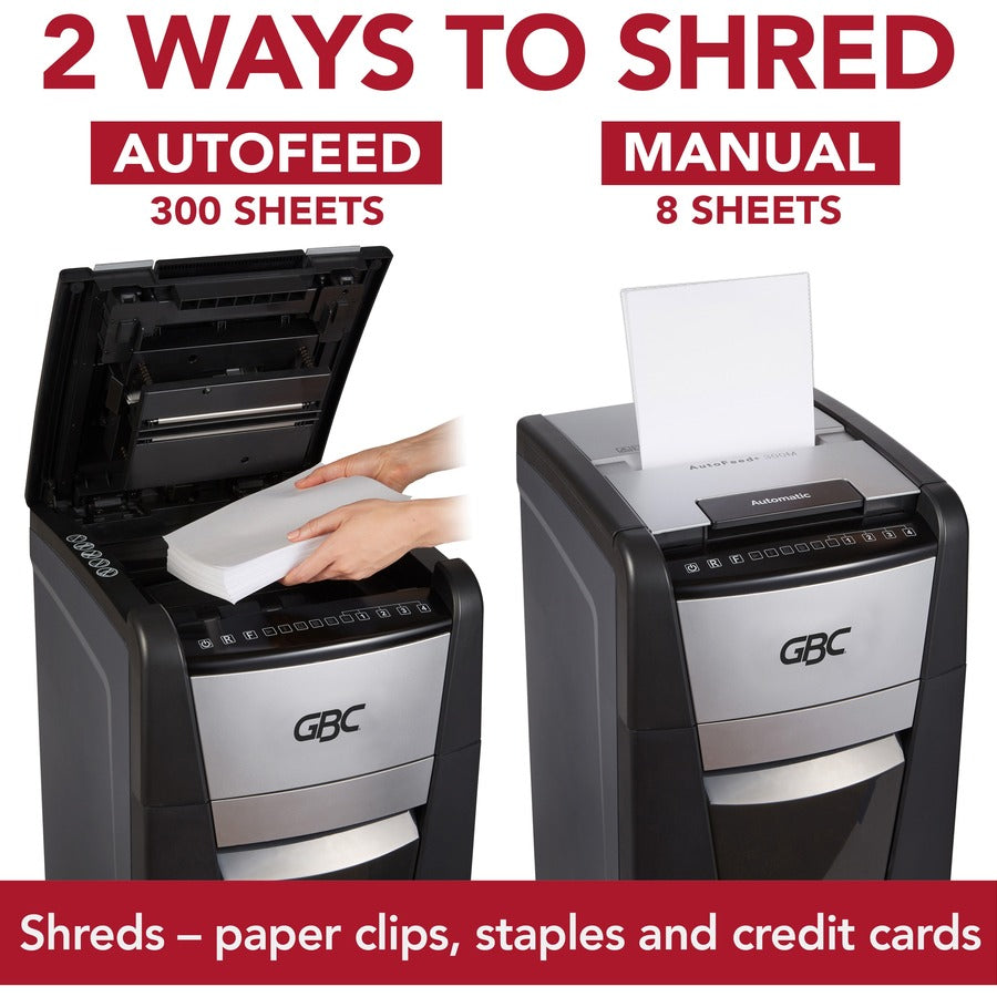 AutoFeed+ 300M Micro-Cut Office Shredder, 300 Auto/8 Manual Sheet Capacity