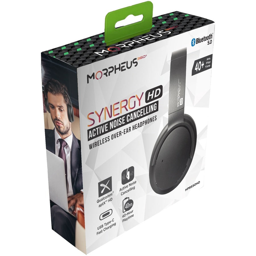 SYNERGY HD Wireless Noise Cancelling Headphones Bluetooth Headset with Microphone, 4 ft Cord, Black