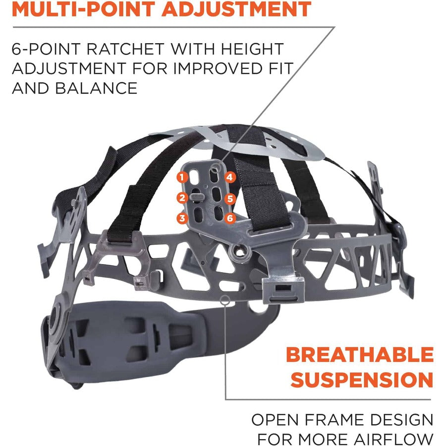 Skullerz 8975LED Class C Safety Helmet w/8981 Universal LED Headlamp, 6-Pt Ratchet Susp, White, Ships in 1-3 Business Days